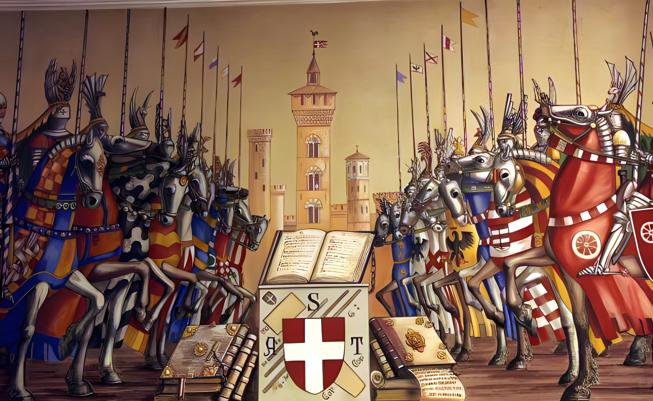 Rappresentazione dello scontro tra Guelfi e Ghibellini nella Firenze medievale