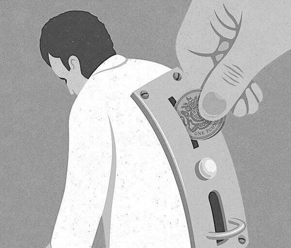 Illustrazione simbolica di un coltello conficcato nella schiena, metafora del tradimento e della sfiducia